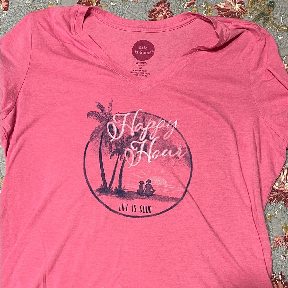 Life Is Good Pink Happy Hour Tee